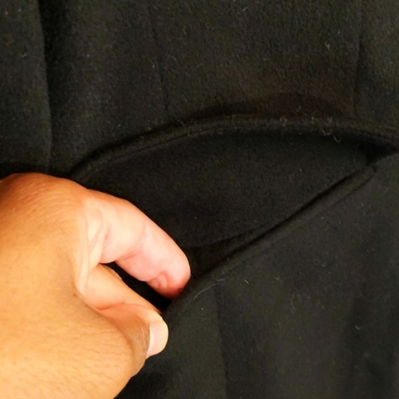 The Work Connection| Black Thick Wool Trench Coat With Faux Pockets - Picture 4 of 7